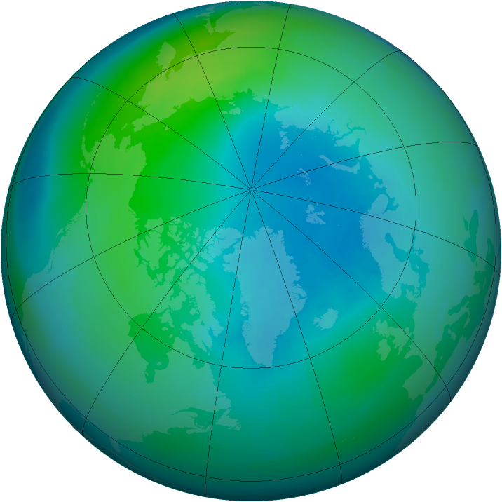 Arctic ozone map for October 2004